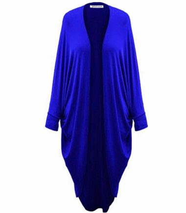 New Womens Plain Batwing Waterfall Cocoon Open Long Cardigan Kimono Maxi Shawl