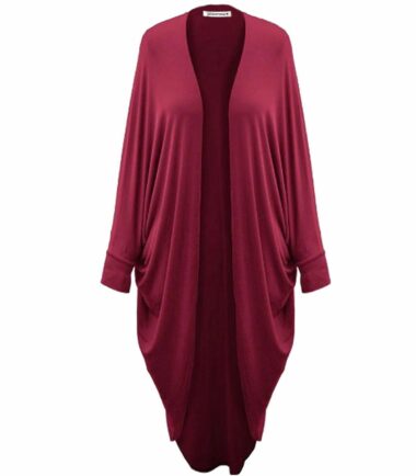 New Womens Plain Batwing Waterfall Cocoon Open Long Cardigan Kimono Maxi Shawl
