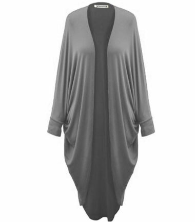 New Womens Plain Batwing Waterfall Cocoon Open Long Cardigan Kimono Maxi Shawl