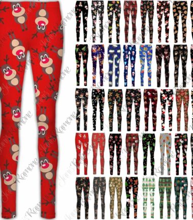 New Womens Rudolph Tartan Check Xmas Print Slim Fit Christmas Gift Leggings Pant