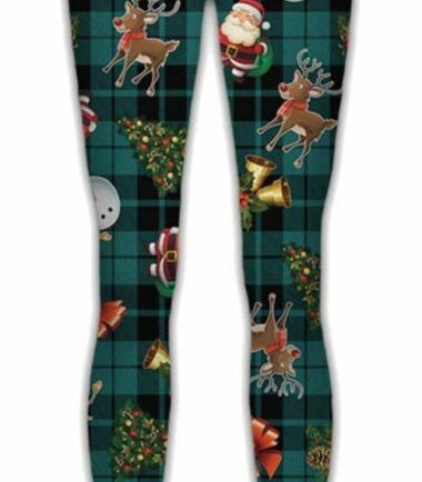 New Womens Rudolph Tartan Check Xmas Print Slim Fit Christmas Gift Leggings Pant