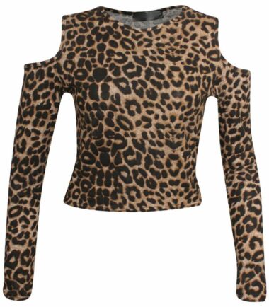 New Womens Brown Leopard Print Crop Cami Top Swing Dress Bodysuit Leggings Skirt