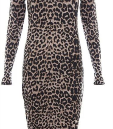 New Womens Brown Leopard Print Crop Cami Top Swing Dress Bodysuit Leggings Skirt