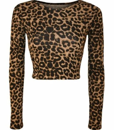 New Womens Brown Leopard Print Crop Cami Top Swing Dress Bodysuit Leggings Skirt
