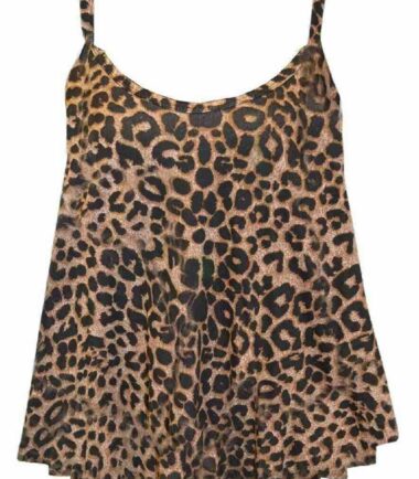 New Womens Brown Leopard Print Crop Cami Top Swing Dress Bodysuit Leggings Skirt