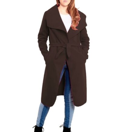 Womens-Italian-Drape-Belted-Waterfall-Long-Duster-Coat-Trench-Winter-Jacket-8-14 Womens Italian Drape Belted Waterfall Long Duster Coat Trench Winter Jacket 8-14