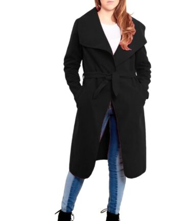 Womens-Italian-Drape-Belted-Waterfall-Long-Duster-Coat-Trench-Winter-Jacket-8-14 Womens Italian Drape Belted Waterfall Long Duster Coat Trench Winter Jacket 8-14