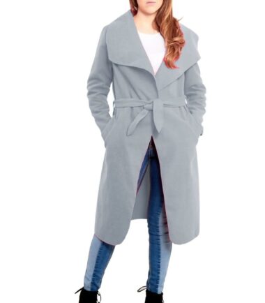 Womens-Italian-Drape-Belted-Waterfall-Long-Duster-Coat-Trench-Winter-Jacket-8-14 Womens Italian Drape Belted Waterfall Long Duster Coat Trench Winter Jacket 8-14
