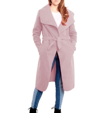 Womens-Italian-Drape-Belted-Waterfall-Long-Duster-Coat-Trench-Winter-Jacket-8-14 Womens Italian Drape Belted Waterfall Long Duster Coat Trench Winter Jacket 8-14