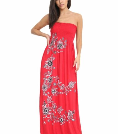 New-Womens-Floral-Panel-Printed-Bandeau-Boobtube-Gather-Sheering-Long-Maxi-Dress New Womens Floral Panel Printed Bandeau Boobtube Gather Sheering Long Maxi Dress