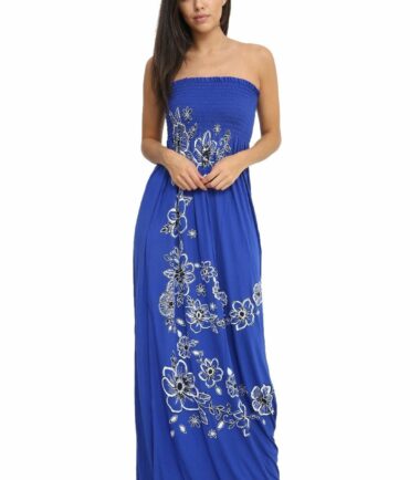 New-Womens-Floral-Panel-Printed-Bandeau-Boobtube-Gather-Sheering-Long-Maxi-Dress New Womens Floral Panel Printed Bandeau Boobtube Gather Sheering Long Maxi Dress