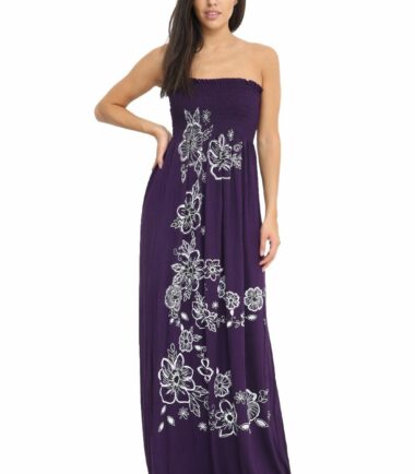 New-Womens-Floral-Panel-Printed-Bandeau-Boobtube-Gather-Sheering-Long-Maxi-Dress New Womens Floral Panel Printed Bandeau Boobtube Gather Sheering Long Maxi Dress