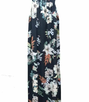 Womens Floral Print Strapless Sheering Boobtube Ruched Summer Long Maxi Dress