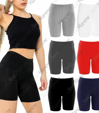 New Womens Plain Cotton Summer Active Gym Casual Cycling Shorts Tights Hot Pants