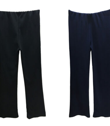 GIRLS RIBBED TROUSERS SCHOOL UNIFORM PANTS BOOT CUT PULL UP STYLE BOOTLEG 3-13Y