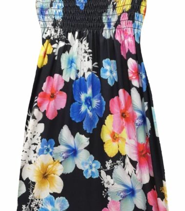 Womens-Floral-Print-Sheering-Boobtube-Bandeau-Strapless-Summer-Mini-Dress-Top Womens Floral Print Sheering Boobtube Bandeau Strapless Summer Mini Dress Top