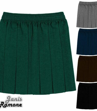 Girls Box Pleated All Round Elasticated Waist Skirt School Uniform Kids Skirt