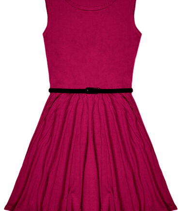 GIRLS SKATER DRESS SWING FLARED FANCY PARTY BELTED KIDS SLEEVELESS 5-13 YEARS