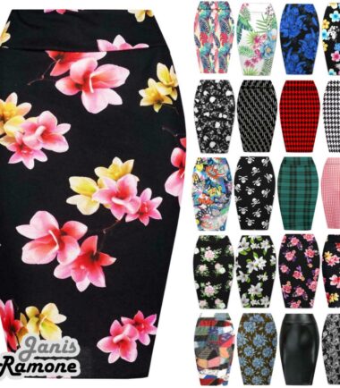 New Womens Floral Print High Waist Summer Bodycon Tube Stretch Pencil Midi Skirt
