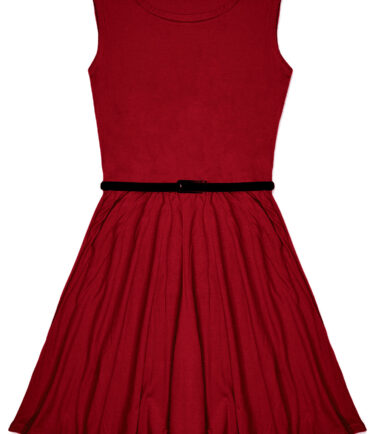 GIRLS SKATER DRESS SWING FLARED FANCY PARTY BELTED KIDS SLEEVELESS 5-13 YEARS