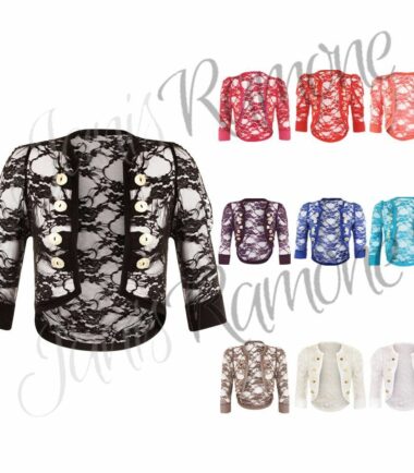 New Women Ladies Floral Lace Sexy Bolero Shrug Military Button Crop Cardigan Top