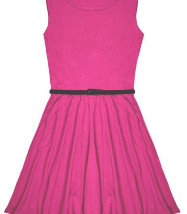 GIRLS SKATER DRESS SWING FLARED FANCY PARTY BELTED KIDS SLEEVELESS 5-13 YEARS