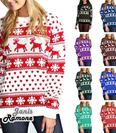 New Womens Christmas Reindeer Snowflake Novelty Fairisle Unisex Xmas Jumper Top