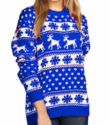 New Womens Christmas Reindeer Snowflake Novelty Fairisle Unisex Xmas Jumper Top