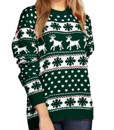 New Girls Boys Christmas Reindeer Snowflake Knitted Kids Xmas Jumper Sweater Top