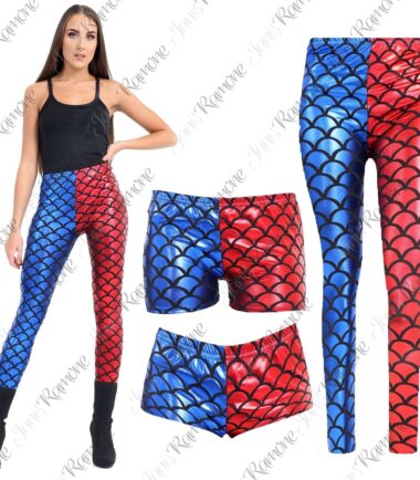 Womens Mermaid Fish Scale Shiny Suicide Squad Halloween Shorts Hot Pant Leggings