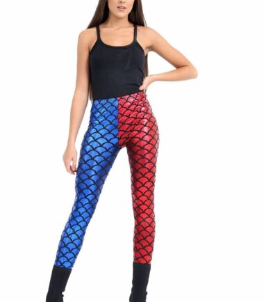 Womens Mermaid Fish Scale Shiny Suicide Squad Halloween Shorts Hot Pant Leggings