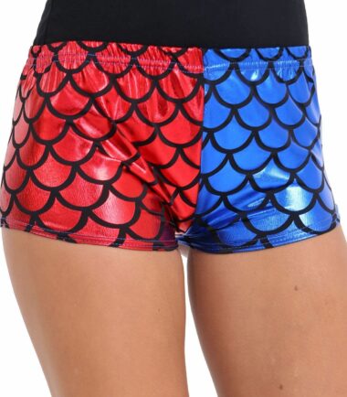 Womens Mermaid Fish Scale Shiny Suicide Squad Halloween Shorts Hot Pant Leggings