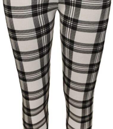 New Womens Tartan Check Printed Skinny Full Length Leggings Ladies Stretchy Pant