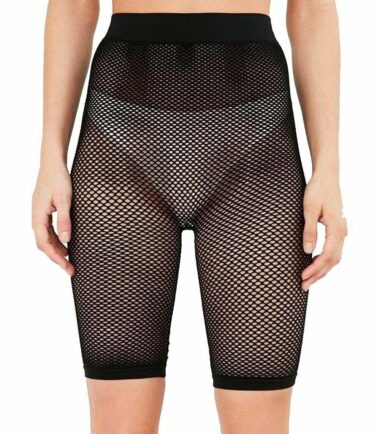 New Womens Fishnet Mesh See Through Slim Fit 3/4 Leggings Cycling Short Hot Pant