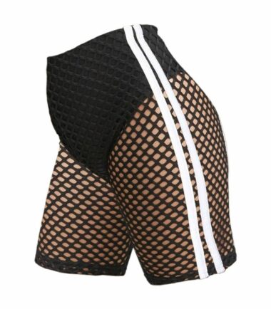 New Womens Fishnet Mesh See Through Slim Fit 3/4 Leggings Cycling Short Hot Pant