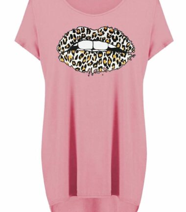 Womens Biting Lips Off Shoulder Baggy Oversized T-Shirt Cute Casual Summer Tops