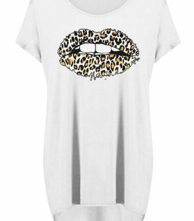 Womens Biting Lips Off Shoulder Baggy Oversized T-Shirt Cute Casual Summer Tops