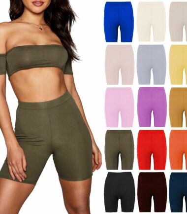 Womens Ladies Stretchy Dance Short Pants Yoga Sports Biker Ribbed Cycling Shorts