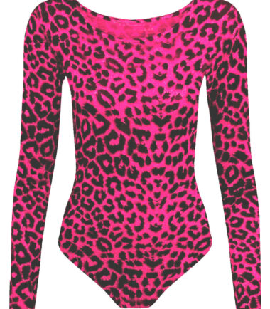 GIRLS LEOPARD PRINT LEOTARDS NEON GYMNASTICS SCHOOL SWIMMING BALLET PE LEOTARD