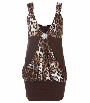 Ladies Mini Drape Broach Dress Womens Party Club Dress Top Size 8-20