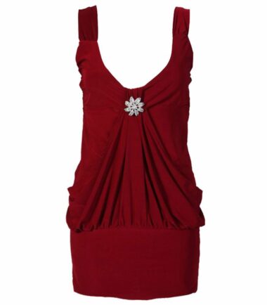 Ladies Mini Drape Broach Dress Womens Party Club Dress Top Size 8-20