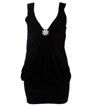Ladies Mini Drape Broach Dress Womens Party Club Dress Top Size 8-20