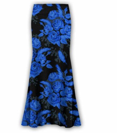Plus Size Womens Floral Print High Waist Gypsy Flared Jersey Summer Maxi Skirt