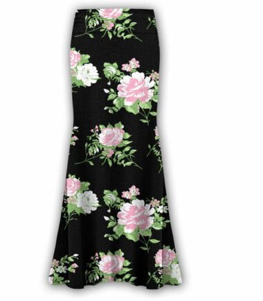Plus Size Womens Floral Print High Waist Gypsy Flared Jersey Summer Maxi Skirt
