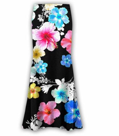 Plus Size Womens Floral Print High Waist Gypsy Flared Jersey Summer Maxi Skirt