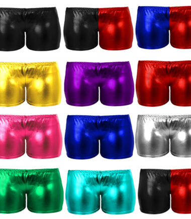 GIRLS METALLIC WET LOOK HOT PANTS SHINY CHIDLRENS SHORTS PARTY DISCO 5-13 YEARS