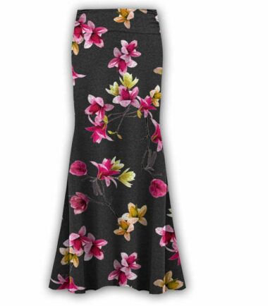 Plus Size Womens Floral Print High Waist Gypsy Flared Jersey Summer Maxi Skirt