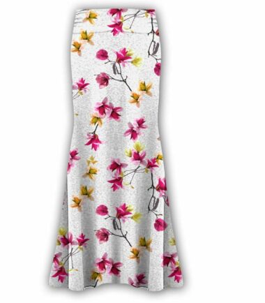 Plus Size Womens Floral Print High Waist Gypsy Flared Jersey Summer Maxi Skirt