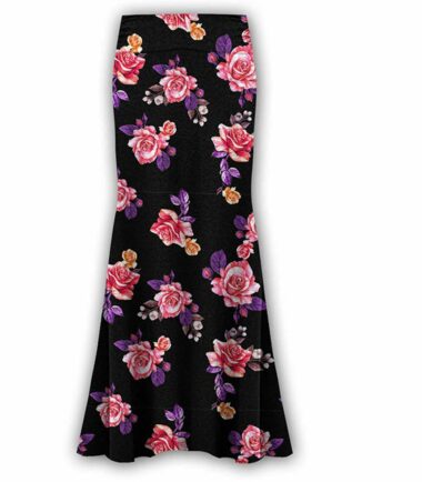 Plus Size Womens Floral Print High Waist Gypsy Flared Jersey Summer Maxi Skirt