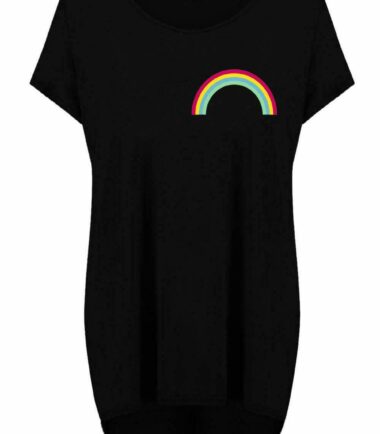 Womens Ladies NHS Rainbow Thank You Lagenlook Hi Lo Oversized T-Shirt Baggy Tops